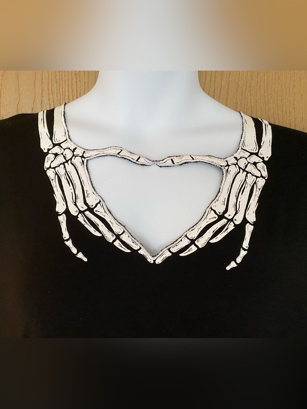 Unique Vintage Black Skeleton Hand Neckline - Plus Size 4